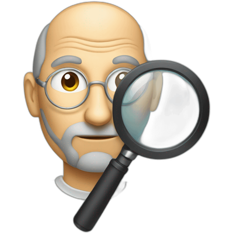 Steve jobs with magnifying glass emoji