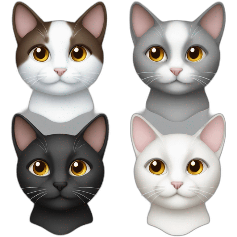 one cat dark brown and white and one cat grey and white emoji