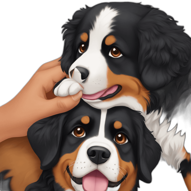 bernese mountain dog with his male ownver emoji