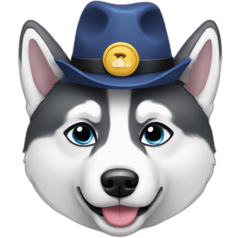 husky with a hat emoji