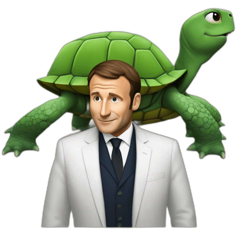 Macron sur une tortue emoji