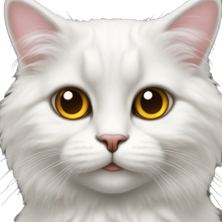 Gato angora negro con blanco ojos amarillos emoji