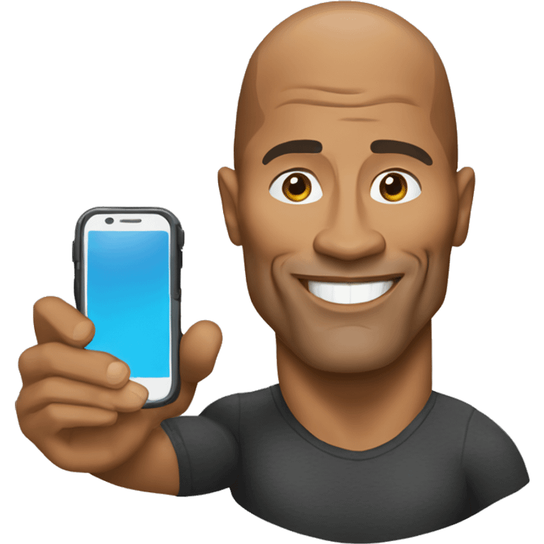 dwayne johnson with a mobile phone emoji