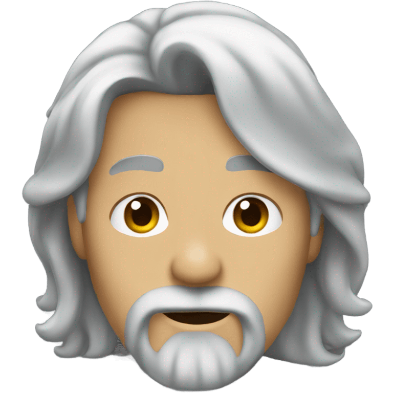 Rocker longer gray hair + goatee emoji