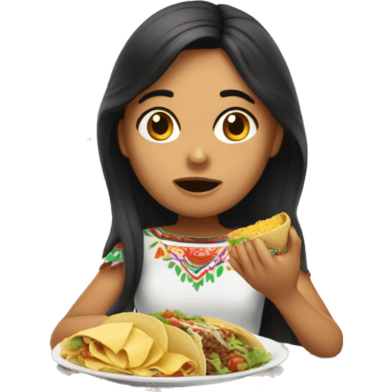 Mexican girl eating food emoji