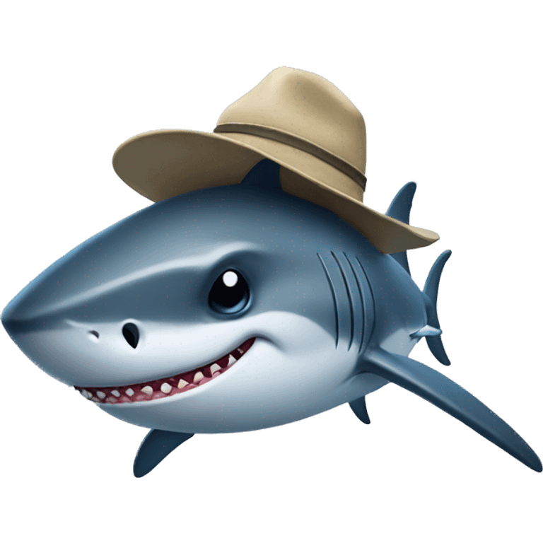 sharky with hat emoji