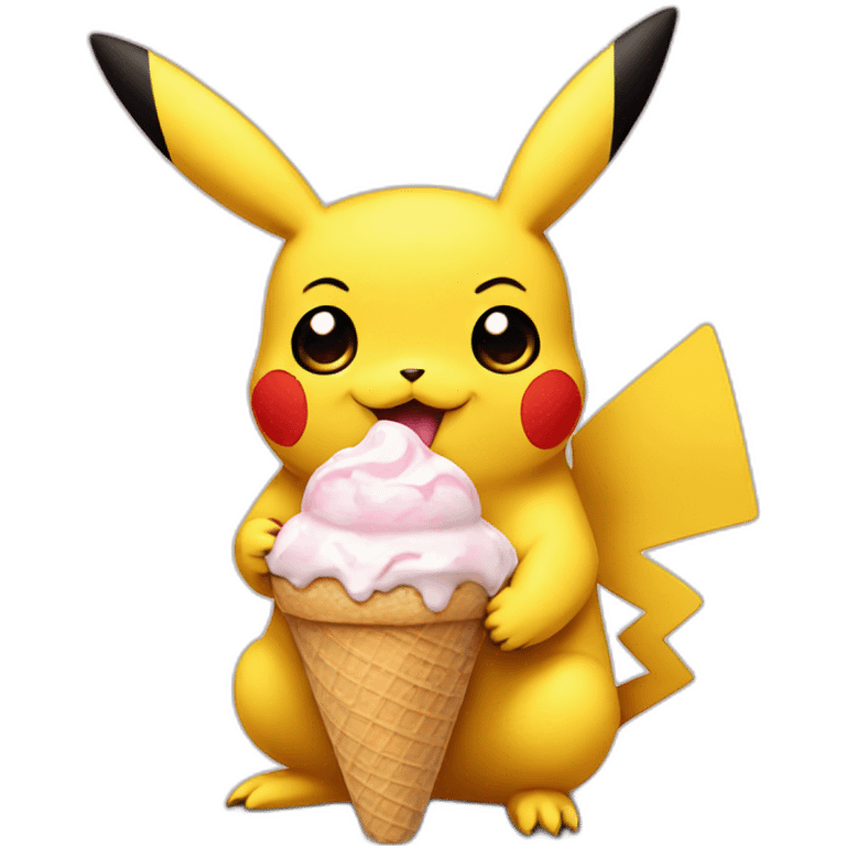 Pikachu eating ice cream emoji