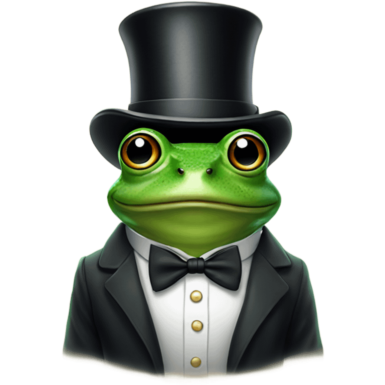 Frog wearing a top hat and a spectical emoji