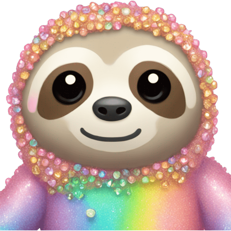 Kawaii rainbow pastel bedazzled sloth emoji