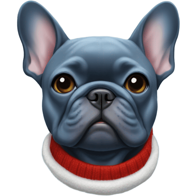 Blue French bulldog Christmas sweater  emoji