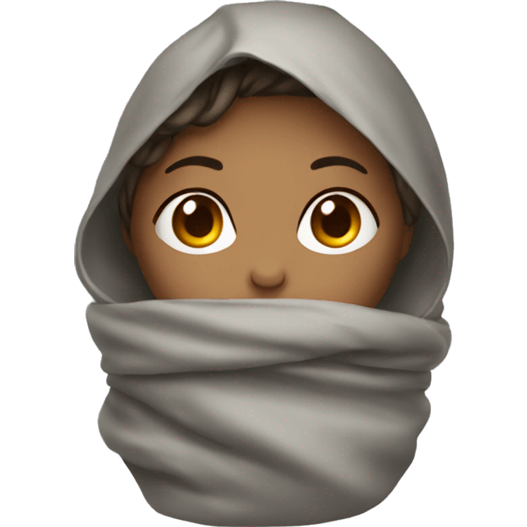 Girl wrapped up in a blanked emoji