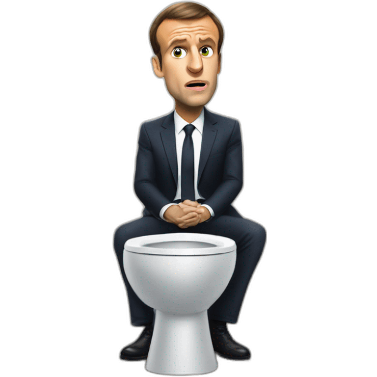 Emmanuel macron sitting on toilets angry emoji