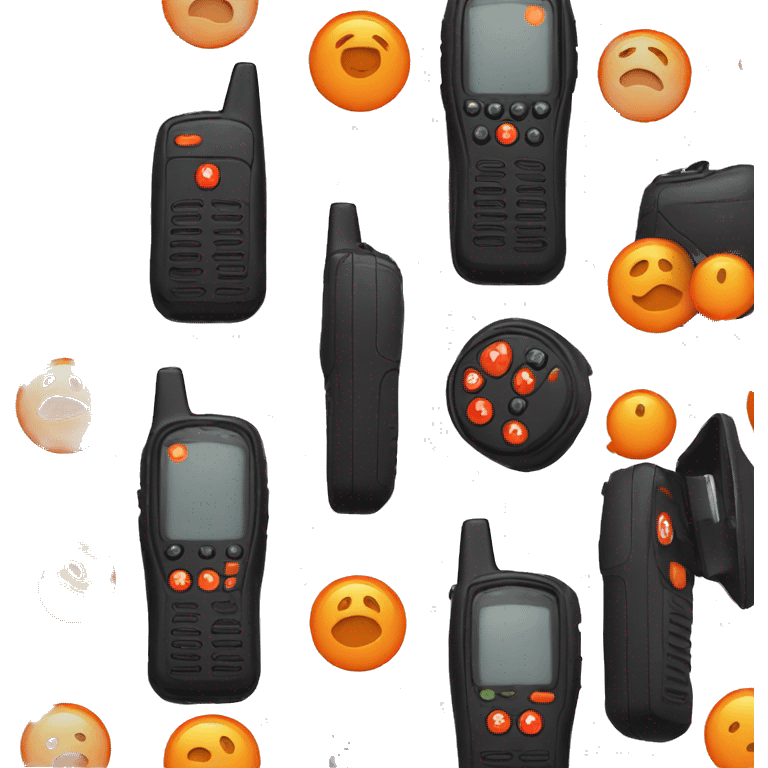 black walkie talkie with red-orange button on side emoji