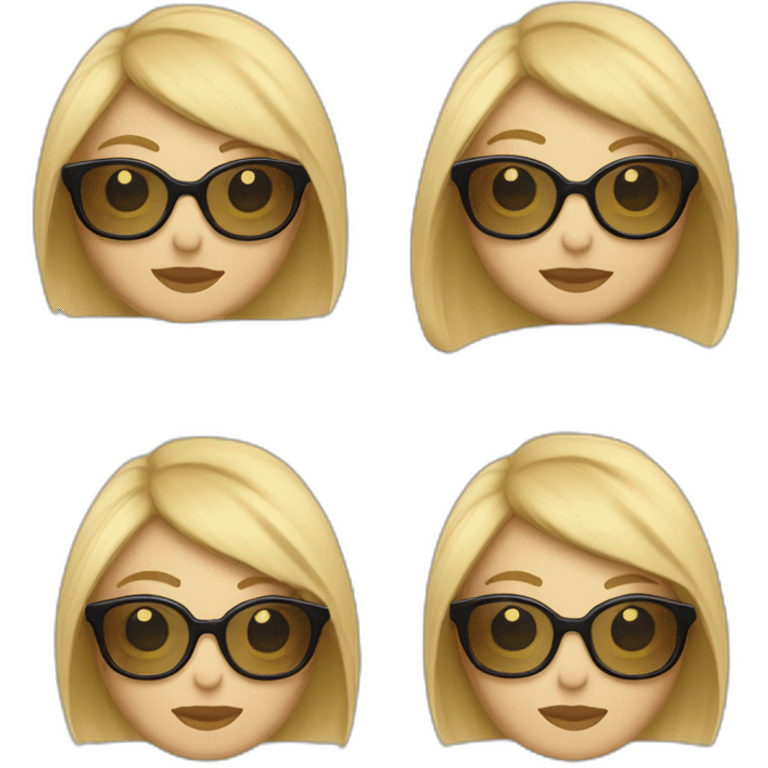 Mujer pelo corto rubia con gafas emoji