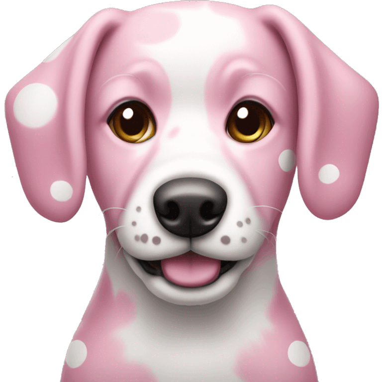 Pink and white dotted dog emoji