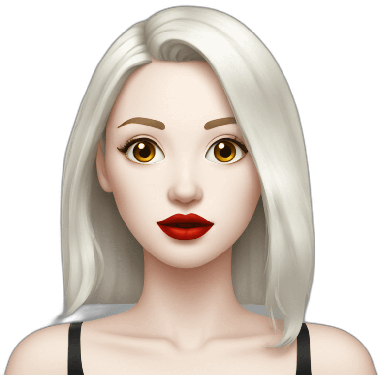 Sexy woman pale skin full body red lips emoji