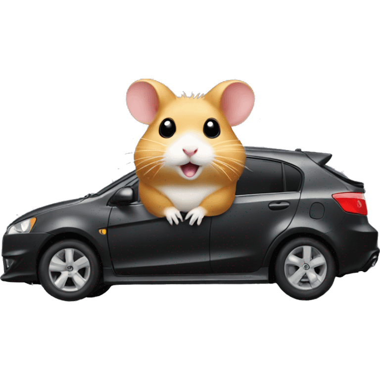 Hamster on Mitsubishi lancer black  emoji