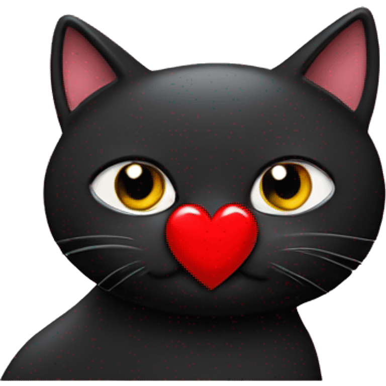 A black cat holding a red heart  emoji