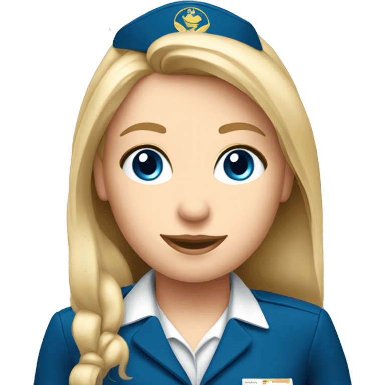 long blonde hair blue eyed girl flight attendant emoji