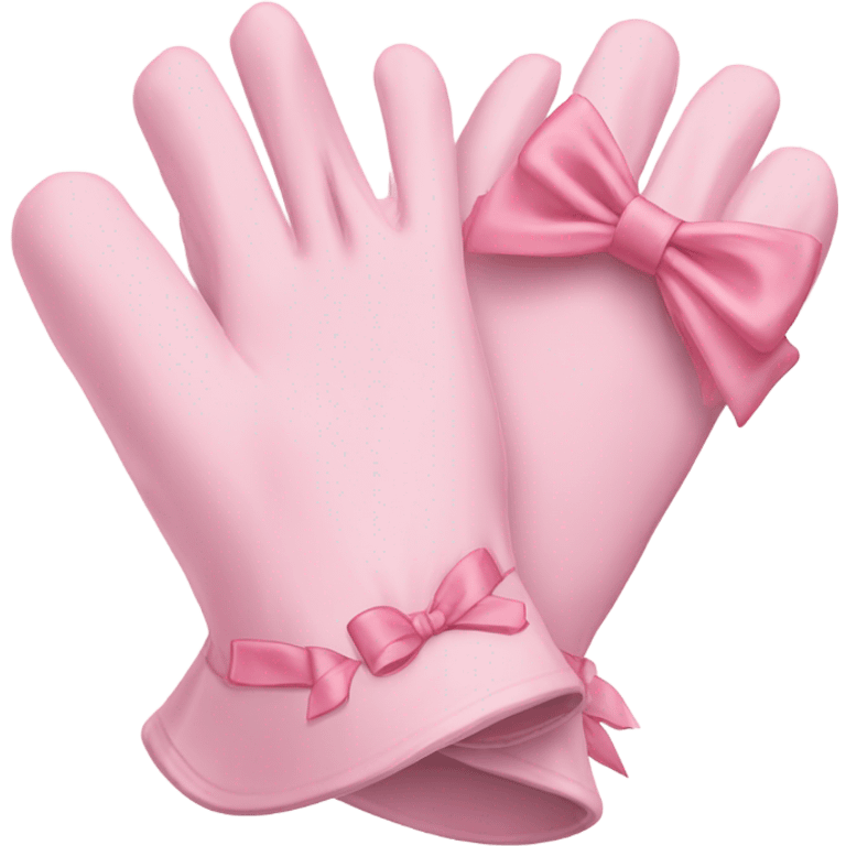 Pale pink garden gloves with pink bow emoji