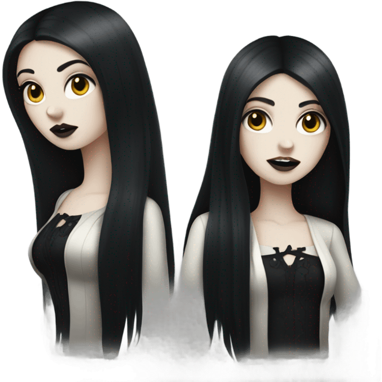 Gothic girl with white skin and long black hair  emoji