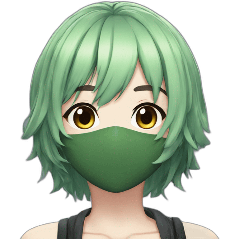 amiki green hair from epic seven vampire hunter female short hair brown eyes emoji