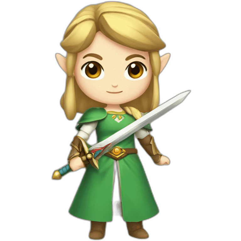 Cute Princess Zelda with a sword emoji