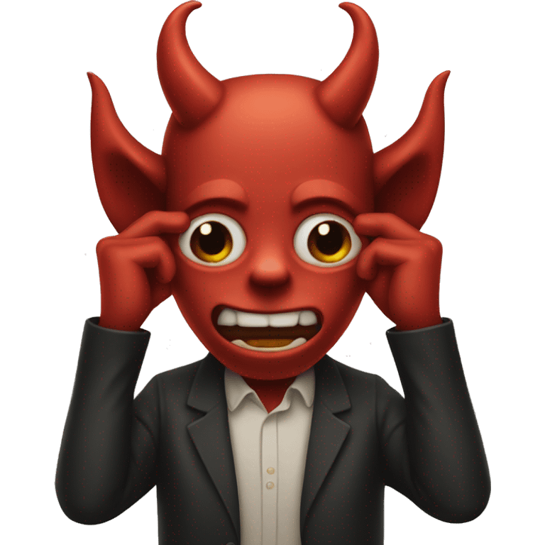 devil has hands over ears emoji