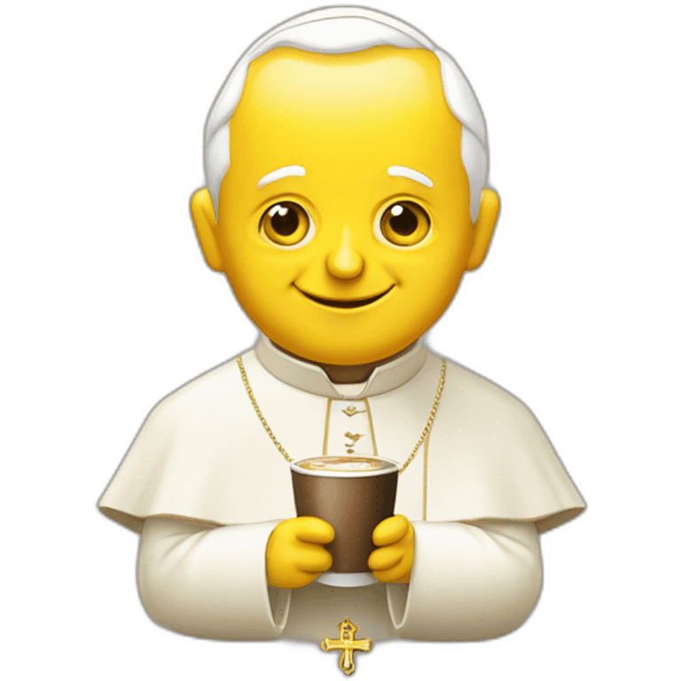 pope John Paul II with yellow face offering coffee emoji