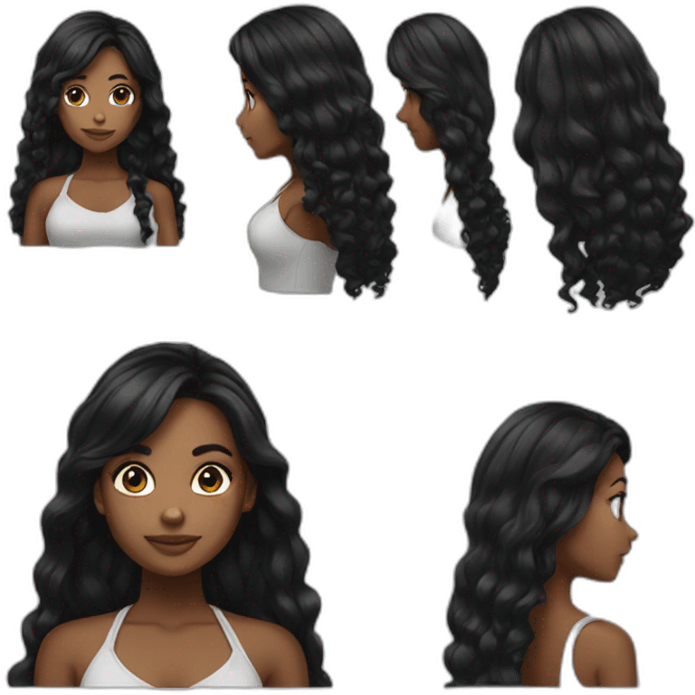 Black girl long black hair emoji