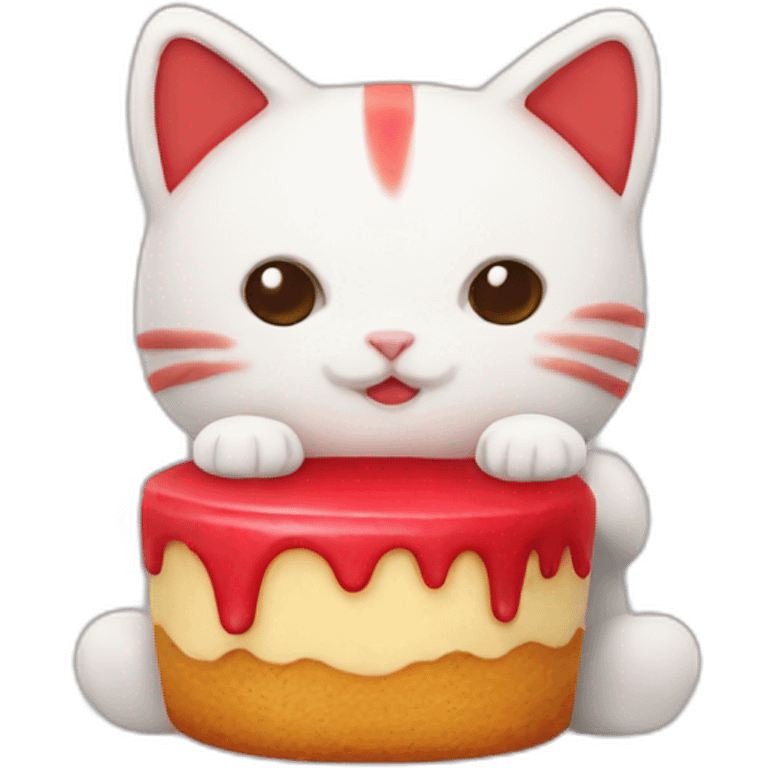 red cake mochi cat emoji