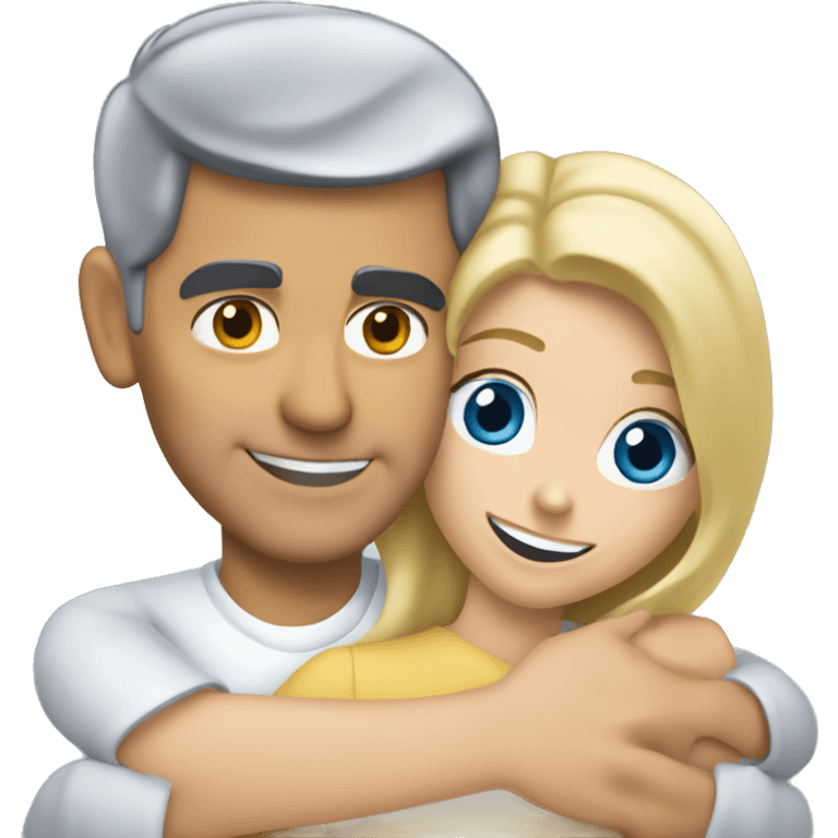 Hug hug hug George Clooney and blonde woman with blue eyes  emoji