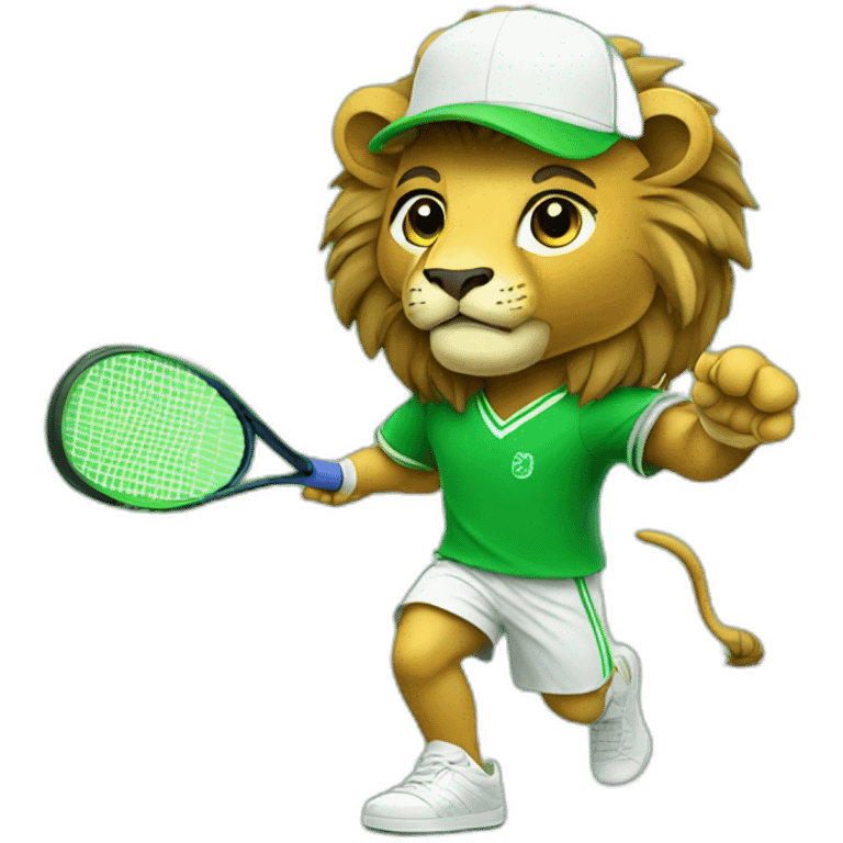 lion in saudi outfit playing tennis emoji