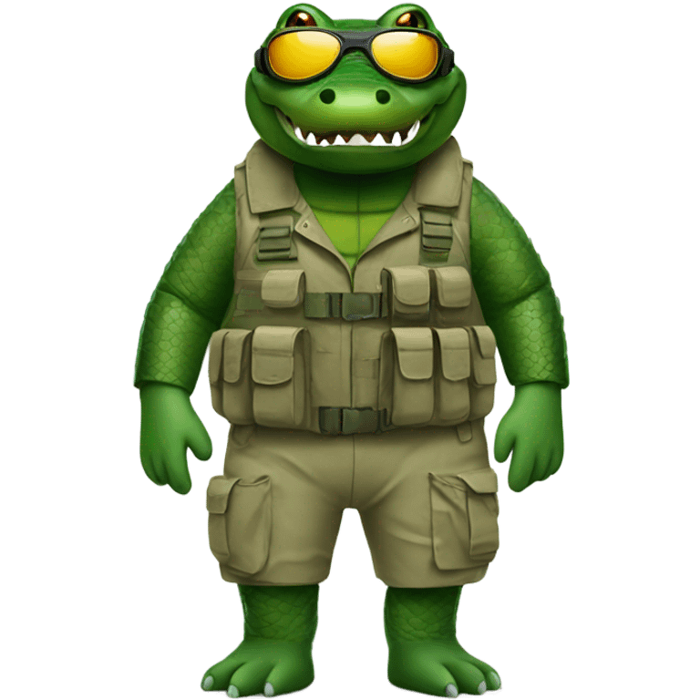 Alligator wearing tactical swimsuit with goggles emoji