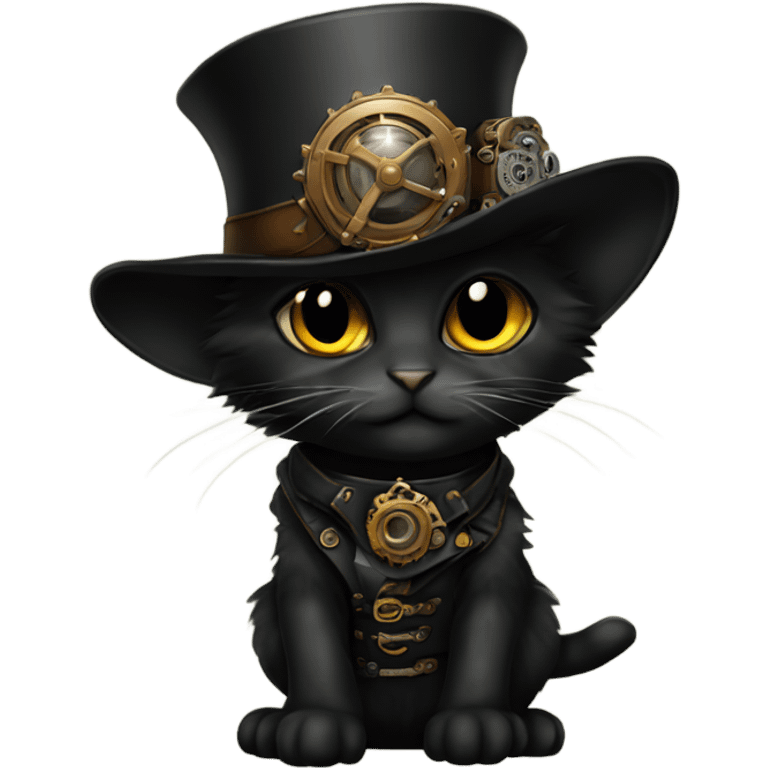 Steampunk black kitten emoji