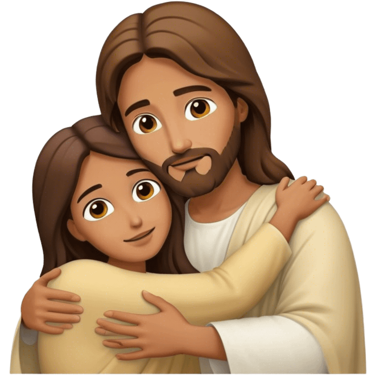 Jesus hugging lady emoji