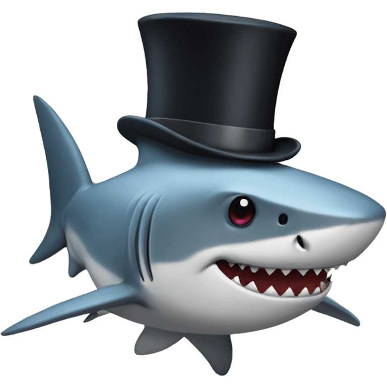 Shark with a top hat emoji