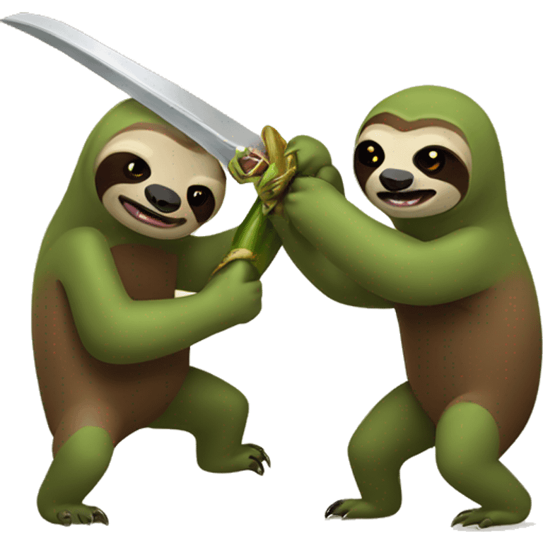 2 sloths fighting with pickle swords emoji