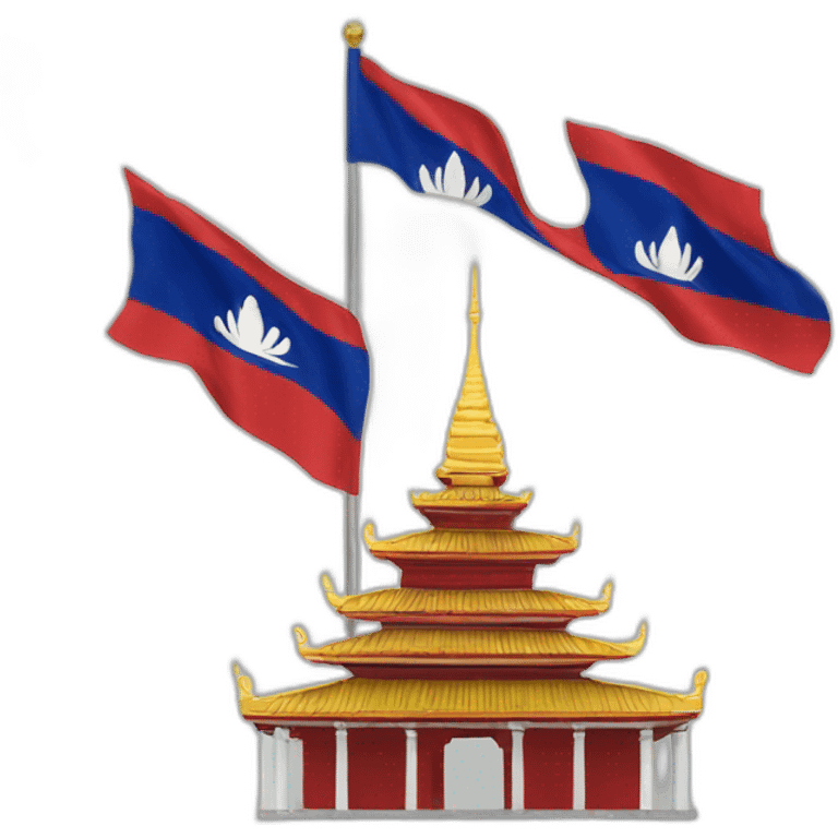 cambodgian temple with a cambodgian flag emoji