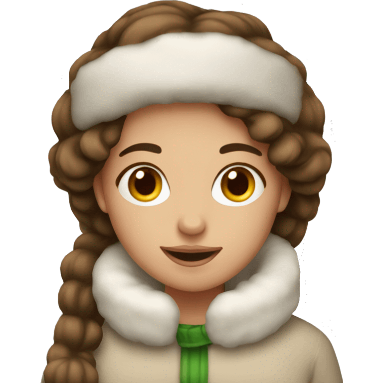 Christmas girl with brown hair cozy emoji