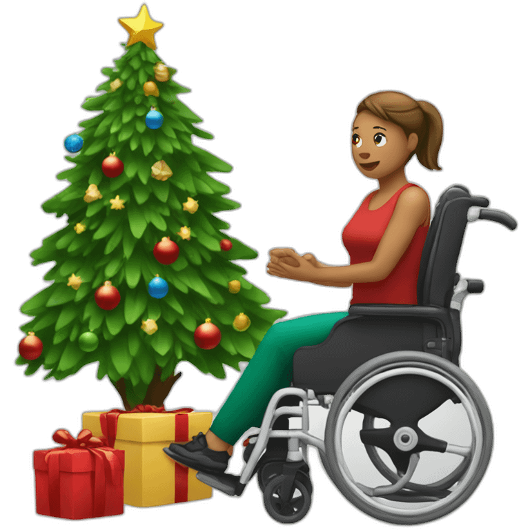 Disabled-woman-next-to-christmas-tree emoji