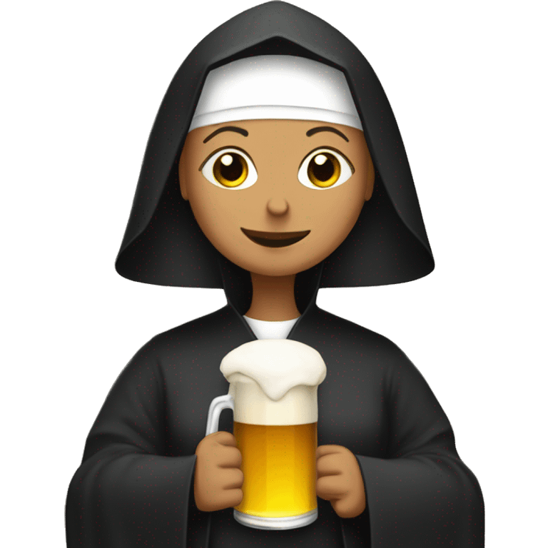 nun with a  beer emoji