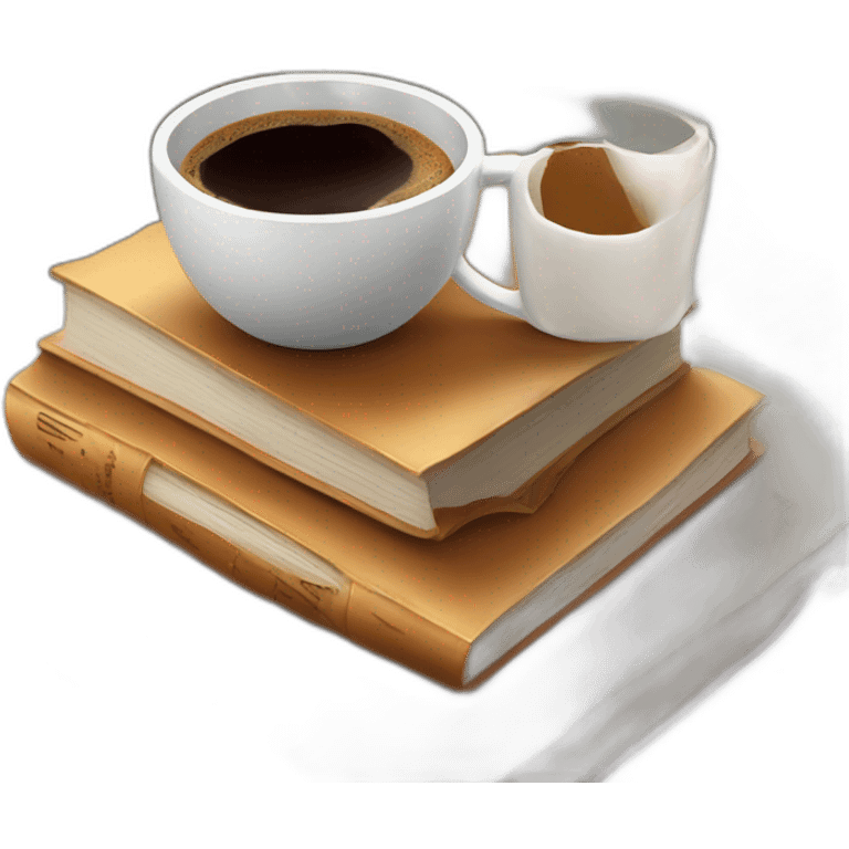 A cup of coffee on beautiful books emoji