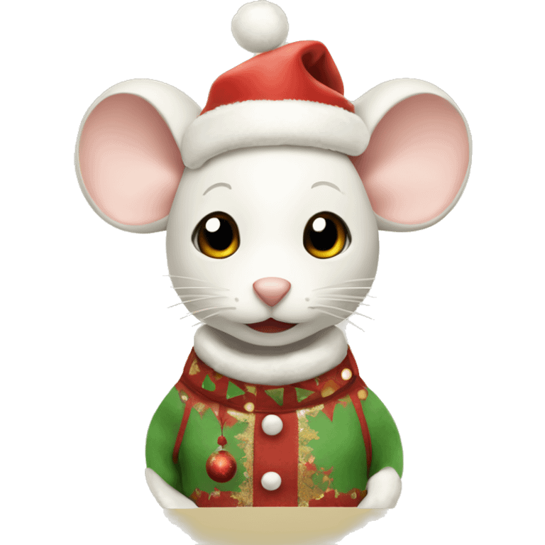 Cream Mouse in Christmas outfit emoji