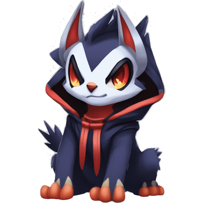 Cool Anthro Dark Edgy Absol-Noivern-Quilava-Litten-Pokémon with edgy stripes hoodie spiked collar punk Full Body emoji