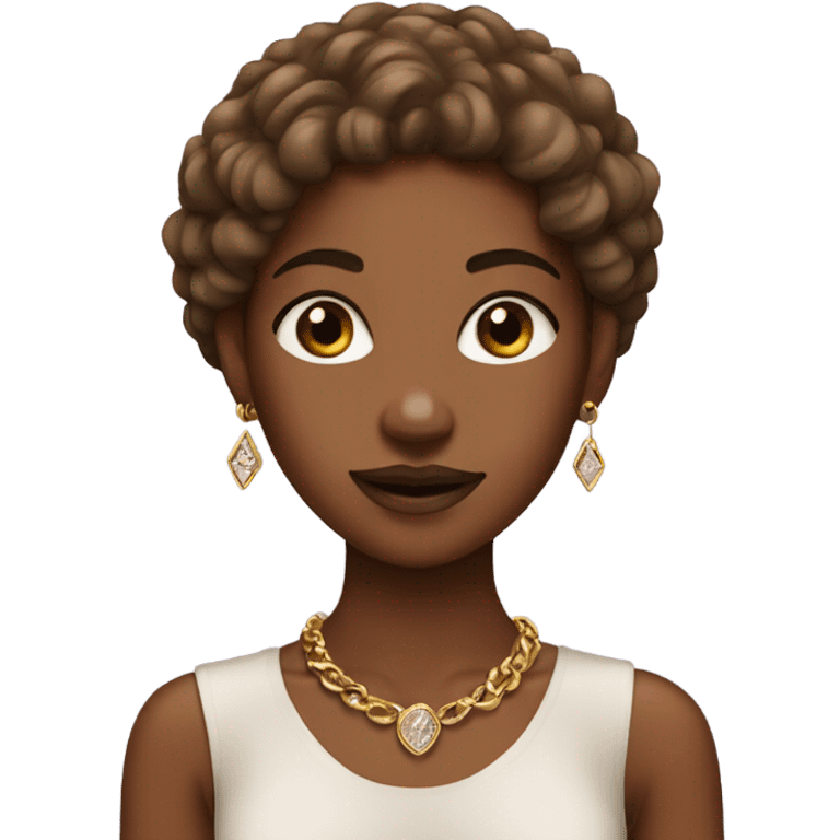 girl with brown skin jewelry emoji