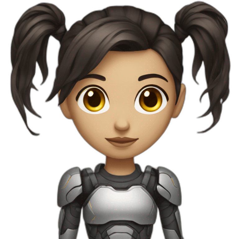 cyborg girl dark brown hair emoji