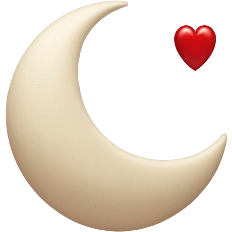 crescent beige moon with red heart emoji