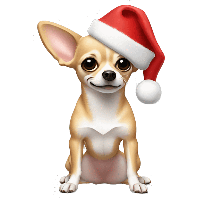 Chihuahua wearing Christmas hat￼ emoji