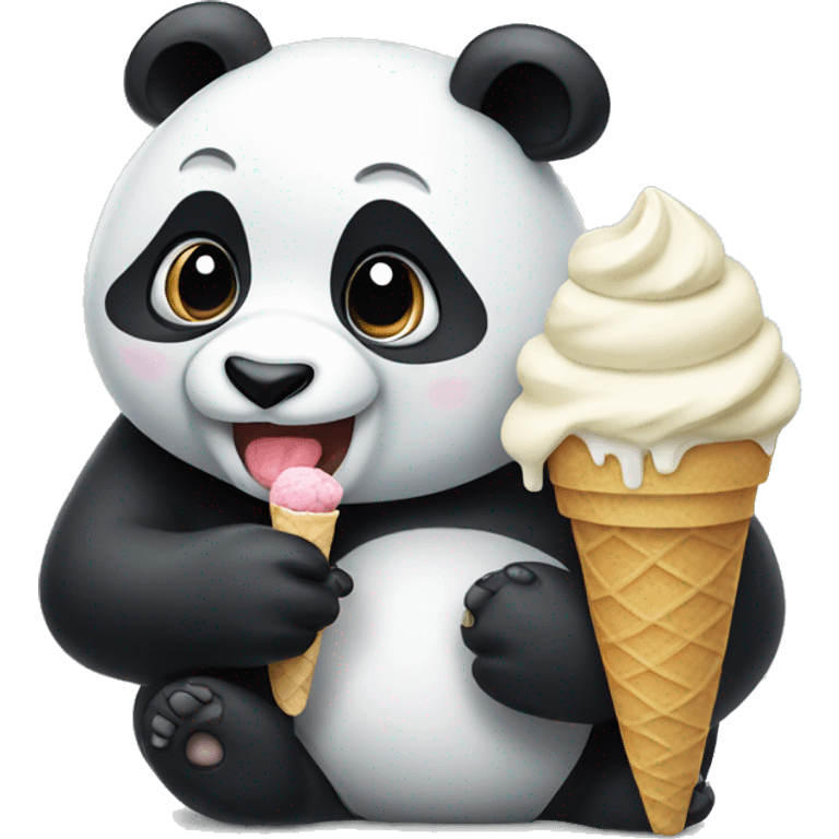 Panda eating ice cream emoji